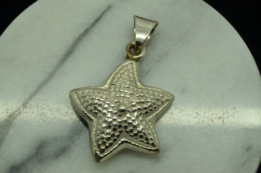 925 Sterling Silver starfish hollow pendant charm -fairly large