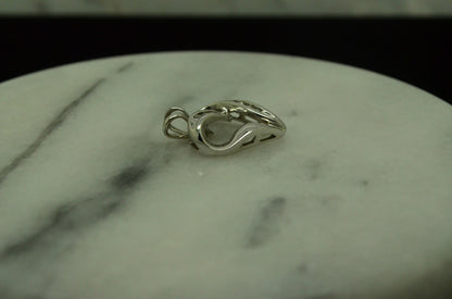 10K White gold open heart w/ diamonds pendant charm 0.16 tcw #D3785