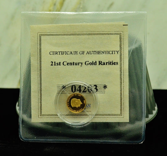 2006 American Mint John F Kennedy Mini Gold Coin 11mm 0.5 grams .585 Gold COA