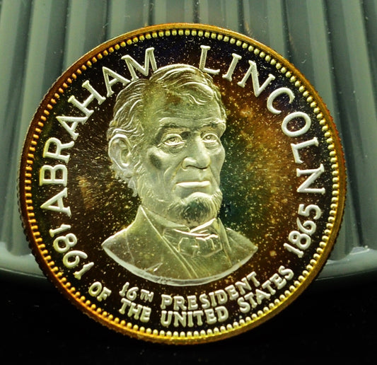 925 Silver Franklin Mint Art Round Presidential Treasury Abraham Lincoln