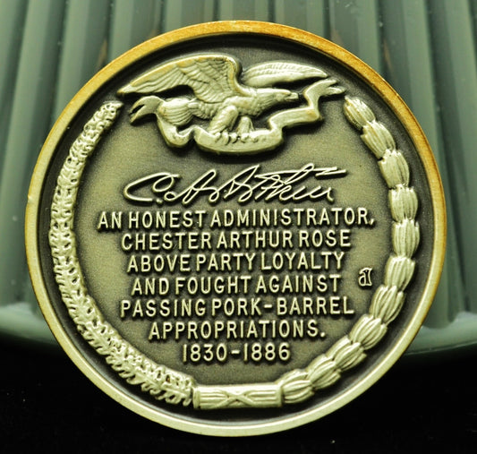 Chester A Arthur Wittnauer Mint High Relief Art Round 92.5% Silver