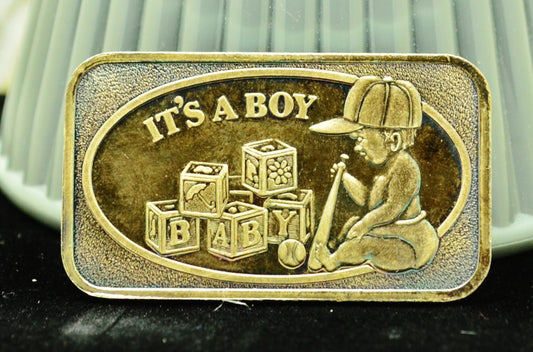 It's A Boy Announcement Ingot Art Bar -1 Troy Oz .999 Silver