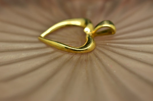 14K Yellow Gold Open Heart Pendant Charm -small