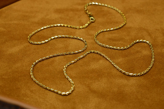18" 14K Yellow Gold Two Tone Wheat Chain Necklace  1.4mm 5.0 grams