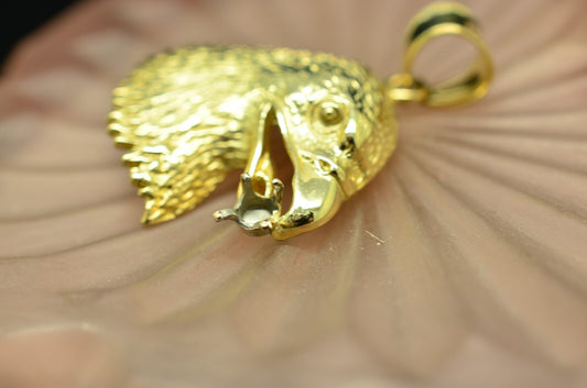 14K Yellow Gold Eagle Head Design Pendant Charm (with empty setting)