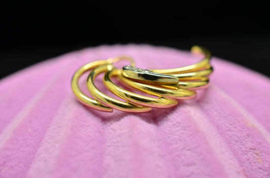 14K Yellow Gold Angel Wing Pendant Charm w/ Diamonds