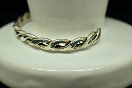 7" 925 Sterling Silver Twisted Design Cuff Bracelet