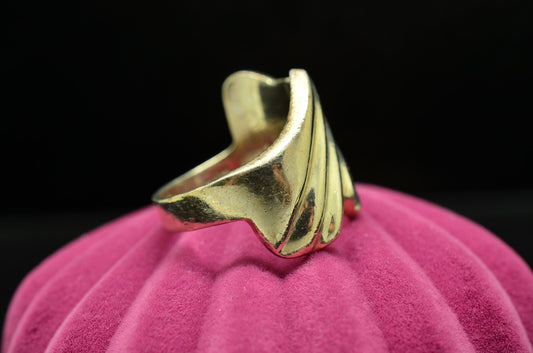925 Sterling Silver Angular Grooved Ring