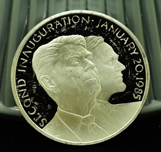 1985 Franklin Mint Ronald Reagan Inaugural Medal .999 Silver Art Round 37.8g
