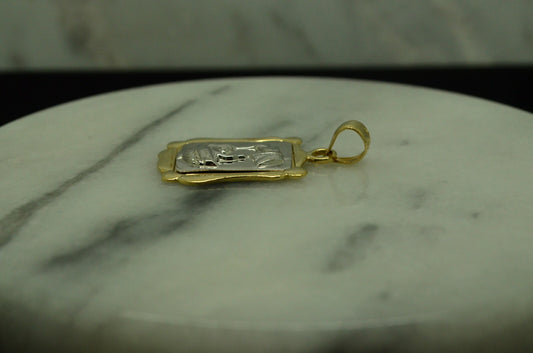 14K Yellow & White Gold framed Baptism Scene pendant charm