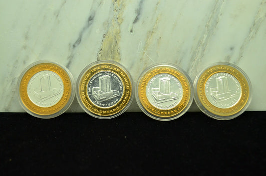 Lot of 4 Casino Silver Strike Gaming Tokens Rounds -Eldorado Reno