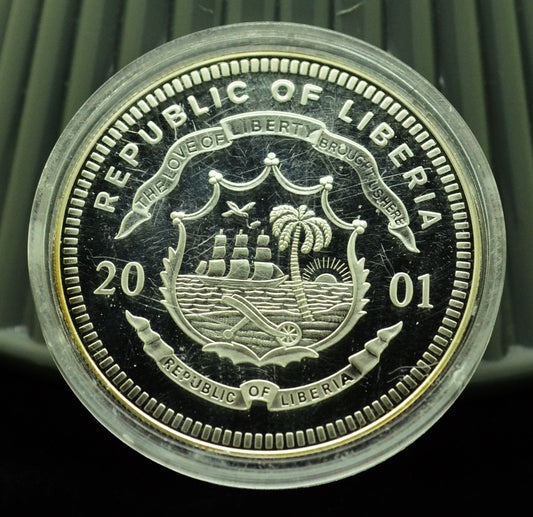 2001 Liberia $20 Proof Ratification of the U.S. Constitution  .999 Fine Silver