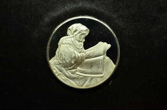 Genius of Rembrandt art round medal 925 Silver The Prophetess Hannah