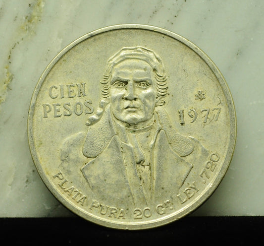 1977 Mexico 100 Pesos Uncirculated 72% Silver