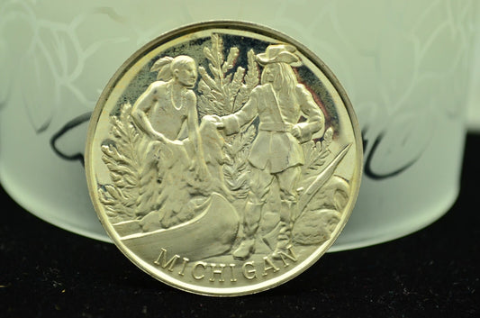 1974 Michigan Lincoln Mint Art Round 92.5% Silver