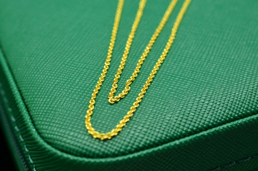16" 14K Yellow Gold Cable Chain Necklace 1.1mm 1.9 grams
