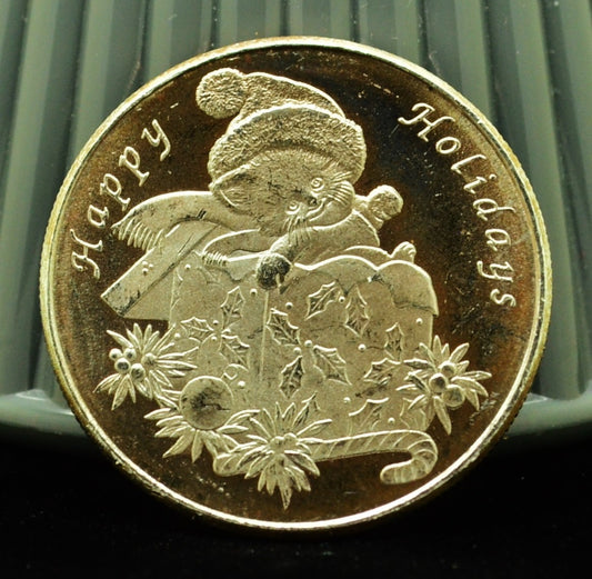 2000 Peace On Earth Happy Holidays Art Round -1 Troy Oz .999 Silver