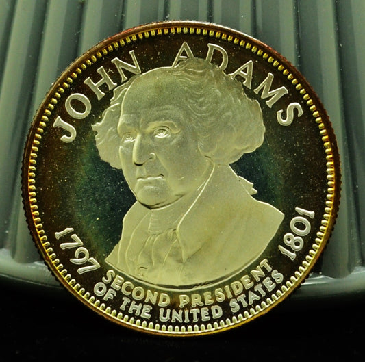 925 Silver Franklin Mint Art Round Presidential Treasure John Adams
