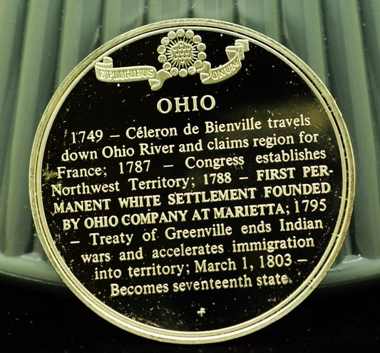 925 Silver Franklin Mint Art Round State of Ohio