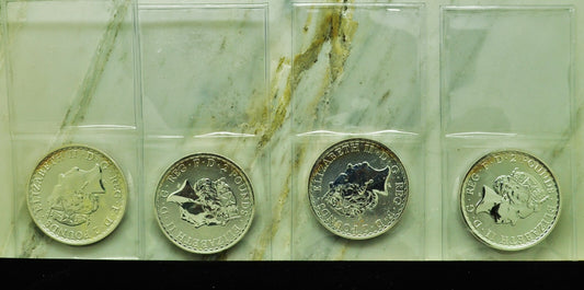 Lot of Four 2018 Great Britain 2 Pounds Britannia 1 oz .999 Fine Silver Each