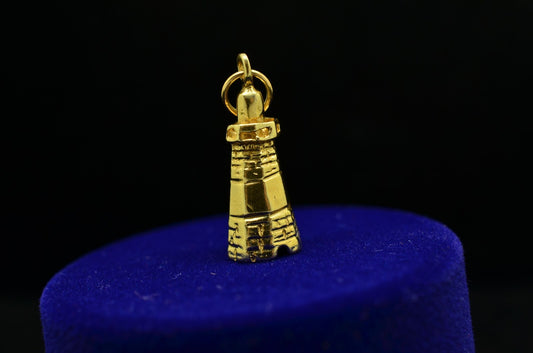 14K Yellow Gold Lighthouse Pendant Charm