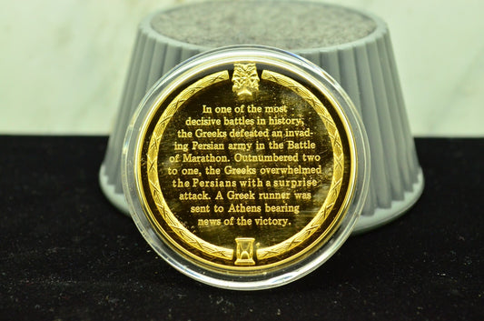 925 Silver Franklin Mint Art Round History Of Mankind Greek Battle Of Marathon