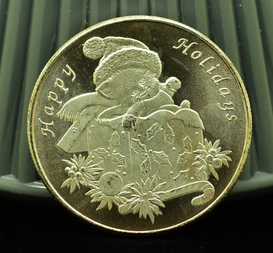 2000 Peace On Earth Happy Holidays Art Round -1 Troy Oz .999 Silver