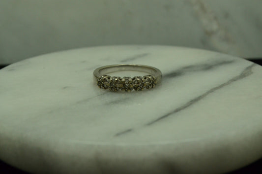 925 Sterling Silver five diamond cluster design Ring Band 0.35 tcw Size 6.75