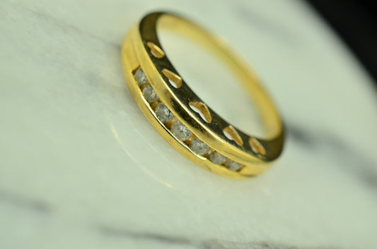 14K Yellow Gold 7 Stone Diamond Anniversary Ring Band 0.21 Carats Size 7.75
