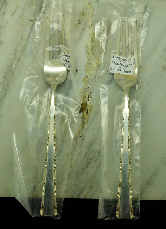 925 Sterling Silver Lunt Madrigal Set of 2 Dinner Forks 7 1/2"