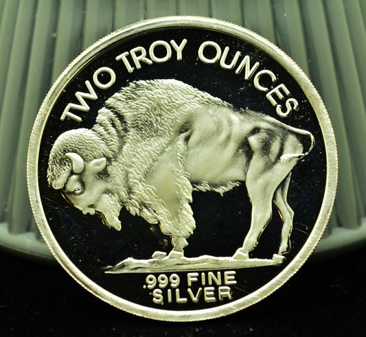Buffalo / Indian Head Art Round -2 Troy Oz .999 Silver