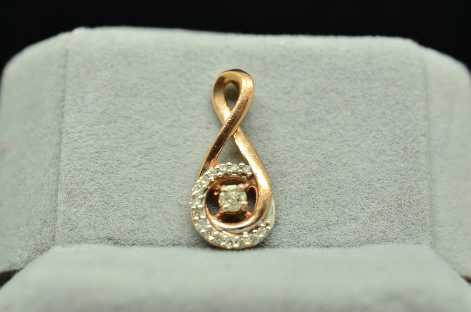 10K Rose Gold Diamond with Halo Design Pendant Charm 0.20 tcw -small