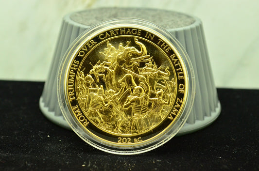 925 Silver Franklin Mint Art Round History Of Mankind Rome Triumph Over Carthage