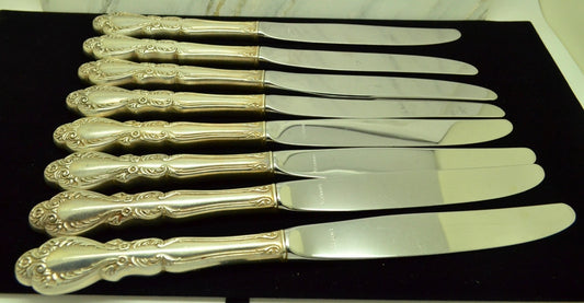 Lot of Eight 925 Sterling Silver Dinner Knives International Old Charleston