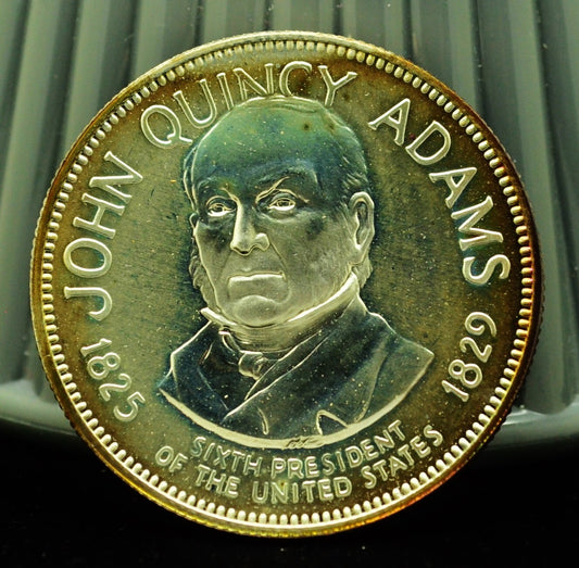 925 Silver Franklin Mint Art Round Presidential Treasure John Quincy Adams