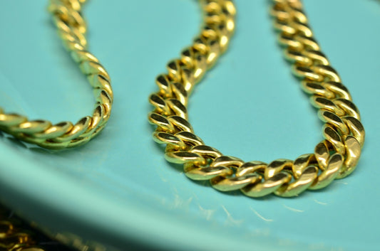 20.5" 10K 14K Yellow gold hollow Cuban / Curb chain necklace  6.3mm 19.7 grams