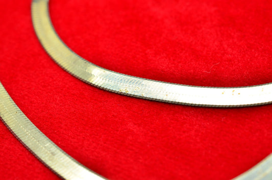 24" Silver Plated Herringbone chain necklace  3.4mm