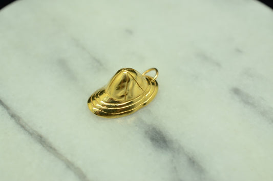 14K Yellow Gold Wide Brimmed Rain Hat Pendant Charm