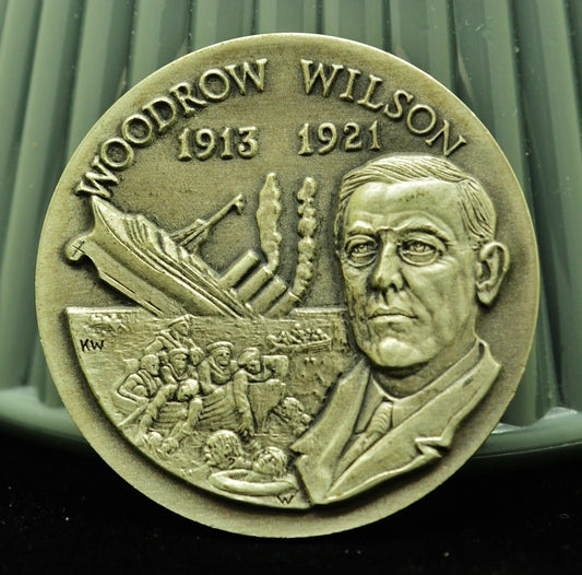 Woodrow Wilson Wittnauer Mint High Relief Art Round 92.5% Silver