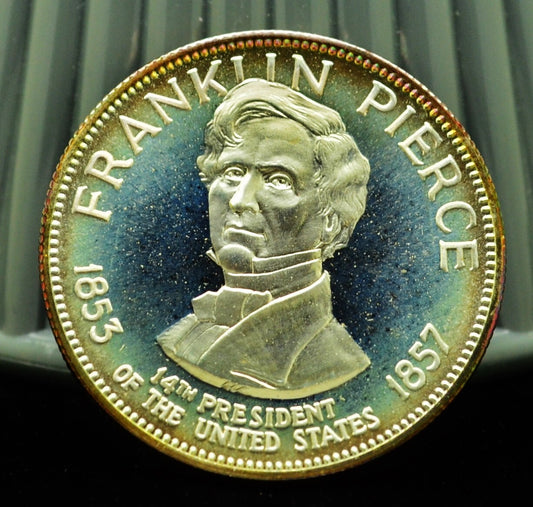 925 Silver Franklin Mint Art Round Presidential Treasury Franklin Pierce