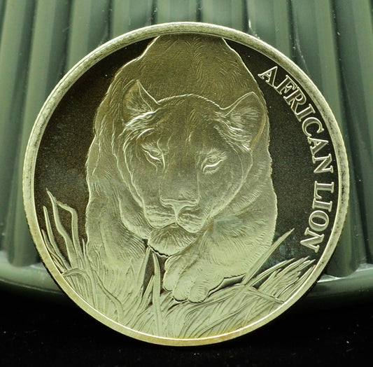 2017 Chad 5000 Francs African Lion -One Troy Oz .999 Silver