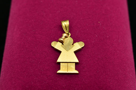 14K Yellow Gold Baby Girl Kids Pendant Charm