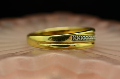 10K Yellow Gold 18 Stone Diamond Anniversary Ring Band 0.18 Carats Size 10.25