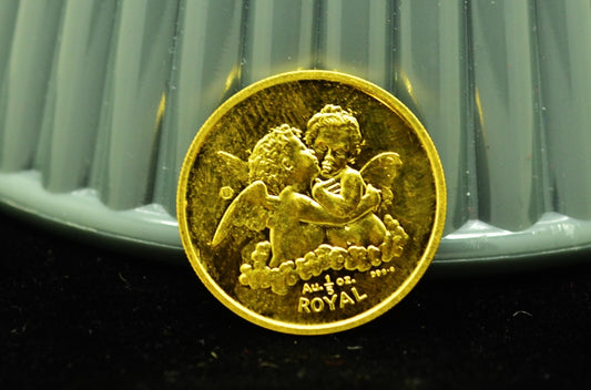 1998 Gibraltar Kissing Cherubs 1/5th Royal Proof .9999 Gold