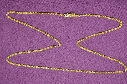 16" 14K Yellow gold spiral rope chain necklace 1.5mm 3.5 grams