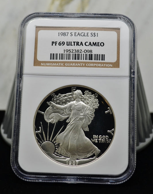 1987-S $1 American Eagle Silver Dollar 1 Troy Oz Silver NGC PF69 Ultra Cameo