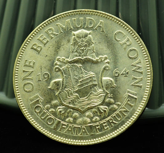 1964 Bermuda One Crown Uncirculated 50% Silver