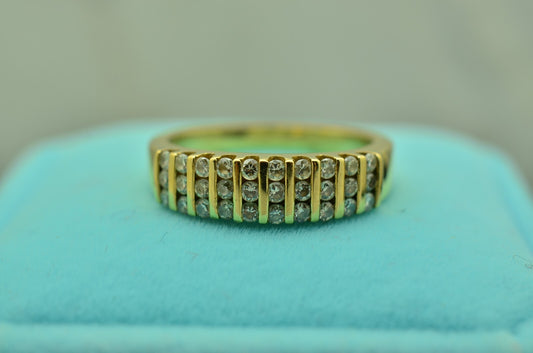 18K Yellow Gold 30 channel set diamond ring band 0.60 tcw size 6.25
