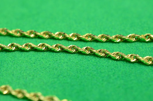 30" 14K Yellow Gold Spiral Rope Chain Necklace 1.7mm 6.3 grams