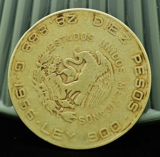 1956 Mexico 10 Pesos 90% Silver